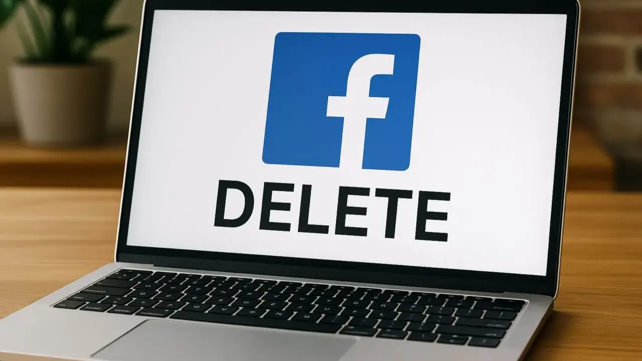 Laptop z logo Facebook i napisem DELETE. Chcesz wiedzieć, jak usunąć konto na FB? Ten obrazek pokazuje, że to możliwe.