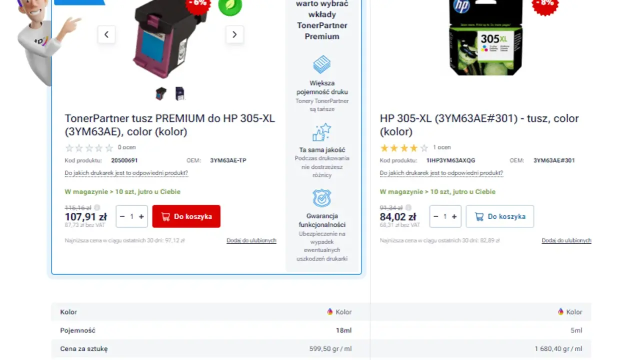 TonerPartner tusz PREMIUM do HP 305-XL (3YM63AE), color (kolor) - zamiennik z większą pojemnością. Dostępny materiał eksploatacyjny do drukarki.