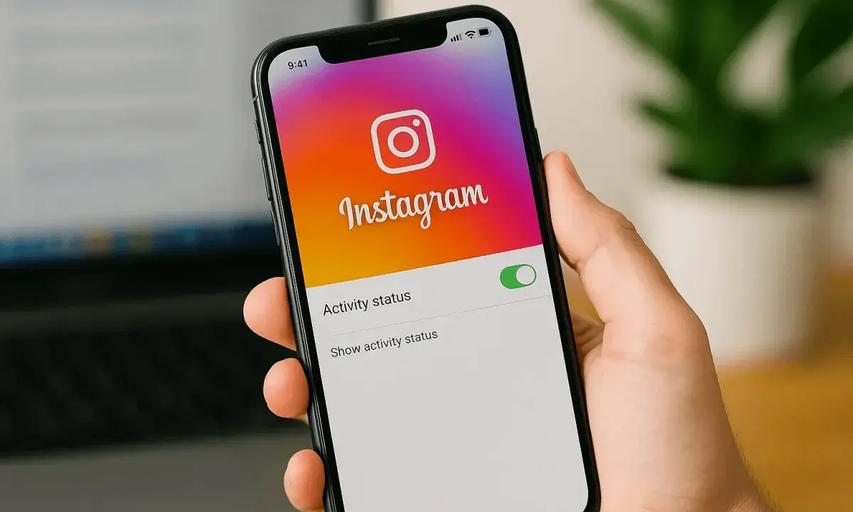 Telefon z aplikacją Instagram. Widoczny ekran ustawień "Aktywność statusu". Chcesz wiedzieć, jak wyłączyć konto twórcy na IG?