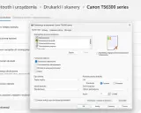 Okno dialogowe "Preferencje drukowania" dla drukarki Canon TS6300 series. Widoczny przycisk "Anuluj", który pozwala na anulowanie drukowania.