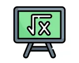 Tablica z zieloną powierzchnią, na której widnieje symbol pierwiastka kwadratowego z literą "x". To znak paragrafu dla matematyków.
