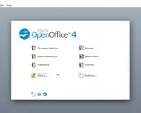 Ekran startowy programu OpenOffice. Można tu tworzyć dokumenty tekstowe, arkusze kalkulacyjne, prezentacje, rysunki, bazy danych i formuły.