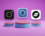 Ikony aplikacji do nagrywania filmów: Instagram, aplikacja z niebieskim aparatem i aplikacja z czarnym okręgiem.