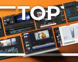 Najlepsze oprogramowanie do edycji wideo, w tym darmowy program do obróbki filmów, prezentowane na ekranach laptopów i tabletów.