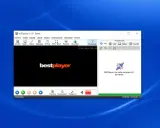 BESTplayer, darmowy odtwarzacz muzyki, wyświetla logo. Program informuje o braku połączenia z serwerem.