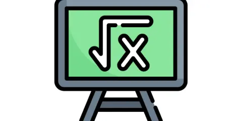 Tablica z zieloną powierzchnią, na której widnieje symbol pierwiastka kwadratowego z literą "x". To znak paragrafu dla matematyków.