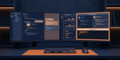 Program sztuczna inteligencja pomaga w pisaniu kodu, wyświetlając sugestie i porównując wersje.