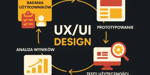 Cykl UX/UI design: badania użytkowników, prototypowanie, testy użyteczności, optymalizacja.