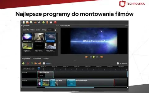 Oprogramowanie do edycji wideo z podglądem i ścieżkami montażowymi. To łatwy program do montowania filmów, idealny do tworzenia własnych projektów.