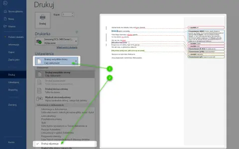 Wybierz "Drukuj wszystkie strony", aby dowiedzieć się, jak wydrukować z Worda cały dokument.