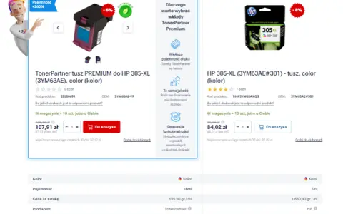 TonerPartner tusz PREMIUM do HP 305-XL (3YM63AE), color (kolor) - zamiennik z większą pojemnością. Dostępny materiał eksploatacyjny do drukarki.