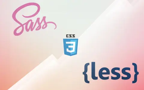 Sass i Less, preprocesory CSS, obok logo CSS3.