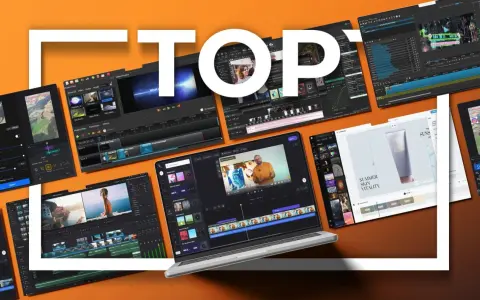 Najlepsze oprogramowanie do edycji wideo, w tym darmowy program do obróbki filmów, prezentowane na ekranach laptopów i tabletów.
