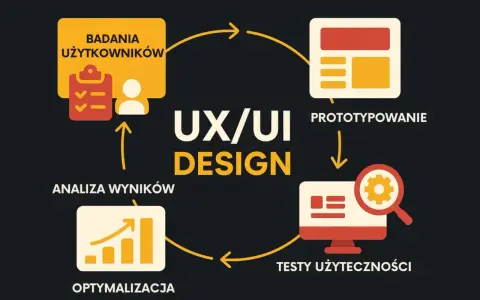 Cykl UX/UI design: badania użytkowników, prototypowanie, testy użyteczności, optymalizacja.