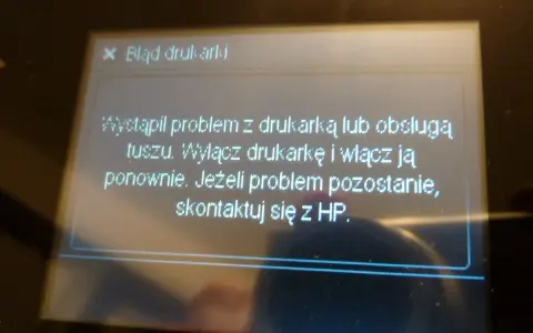 Komunikat o błędzie drukarki HP: problem z tuszem. Wyłącz i włącz urządzenie. Jeśli problem nie ustąpi, skontaktuj się z HP.
