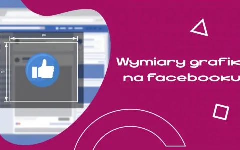 Wymiary grafik na Facebooku: ramka z kciukiem w górę i oznaczeniami pikseli.