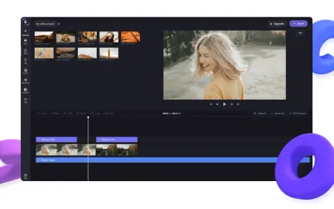 Edycja filmów na Androidzie: interfejs aplikacji z podglądem wideo, osi czasu i klipami.