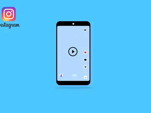 Ikona Instagram i smartfon z przyciskiem odtwarzania. Dowiedz się, jak usunąć rolkę z Instagrama.