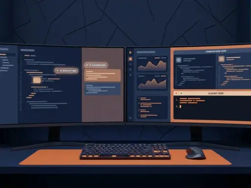 Program sztuczna inteligencja pomaga w pisaniu kodu, wyświetlając sugestie i porównując wersje.