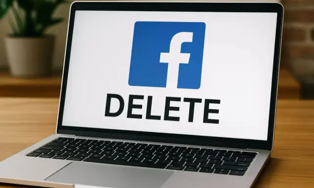 Laptop z logo Facebook i napisem DELETE. Chcesz wiedzieć, jak usunąć konto na FB? Ten obrazek pokazuje, że to możliwe.