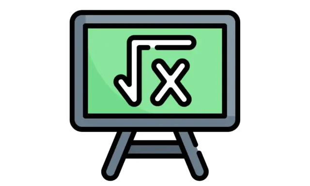 Tablica z zieloną powierzchnią, na której widnieje symbol pierwiastka kwadratowego z literą "x". To znak paragrafu dla matematyków.