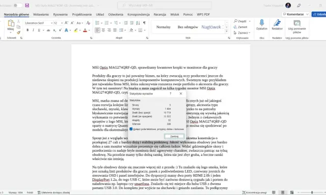 Statystyka wyrazów w Wordzie: 1804 wyrazy, 10719 znaków bez spacji. Jak policzyć znaki w Wordzie? Sprawdź statystyki dokumentu.