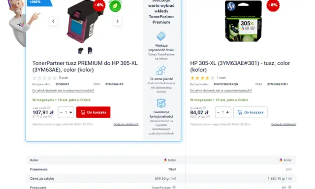 TonerPartner tusz PREMIUM do HP 305-XL (3YM63AE), color (kolor) - zamiennik z większą pojemnością. Dostępny materiał eksploatacyjny do drukarki.