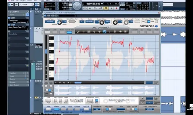 Program do edycji wokalu, auto-tune evo vst, z wykresem fali dźwiękowej i parametrami korekcji.