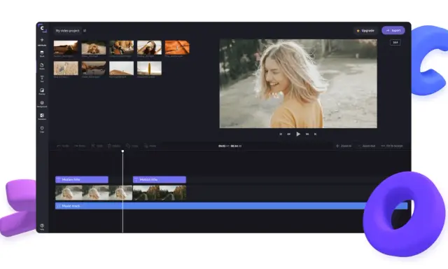 Edycja filmów na Androidzie: interfejs aplikacji z podglądem wideo, osi czasu i klipami.