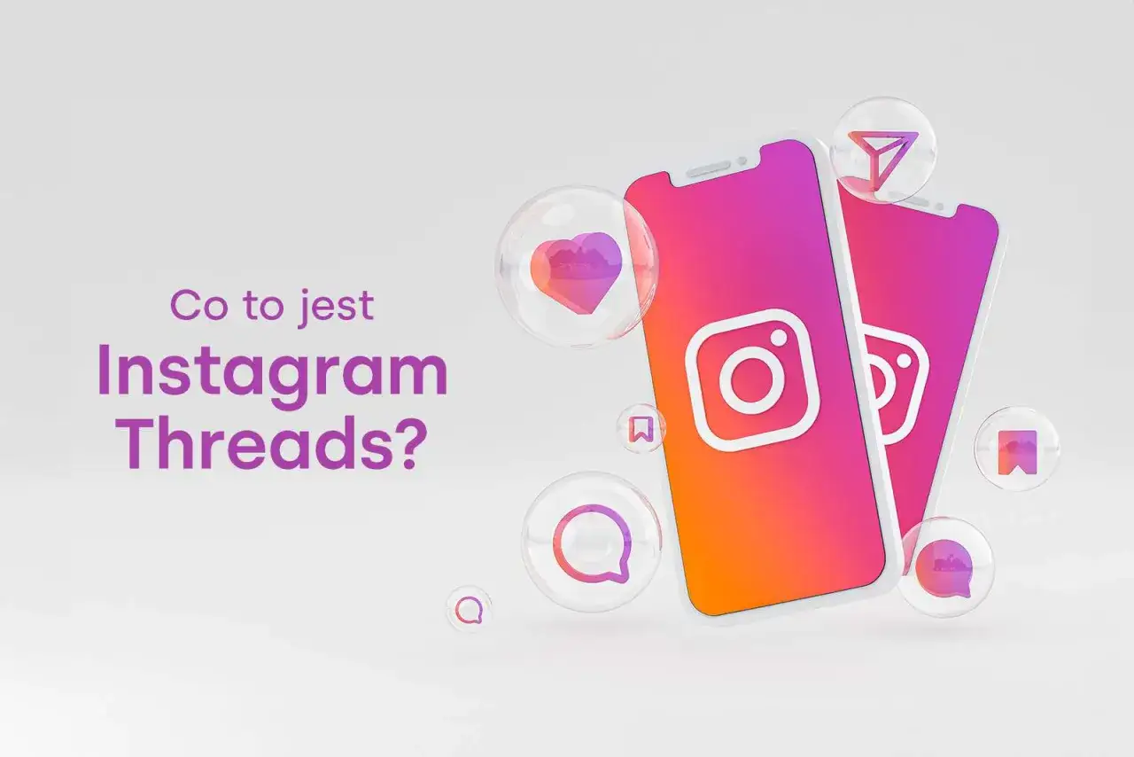 Dwa telefony z ikoną Instagrama, obok tekst 