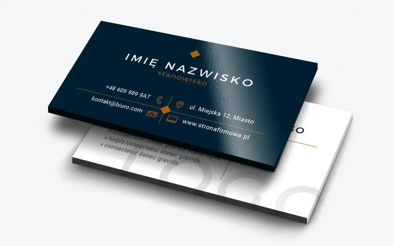 Elegancka wizytówka z danymi kontaktowymi: imię, nazwisko, telefon, e-mail, adres i strona www. Idealna, by pokazać, jak zrobić wizytówkę.